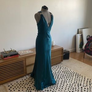 Vintage atonement style gown with jeweled shoulder